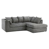 DYLAN FABRIC CORNER SOFA GREY | SOFT JUMBO CORD 3-4 SEATER CORNER SOFA