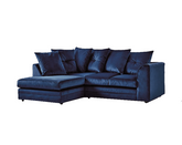 Blue Plush Velvet 4 seater left corner Sofa