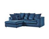 Sky Plush Velvet 4 seater left corner Sofa