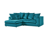 Turquoise Plush Velvet 4 seater left corner Sofa