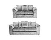 Silver Crush Velvet 3+2 seater Sofa