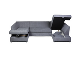 Deluxe Grey U Shape Sofa Bed With Storage Kensington Fabric