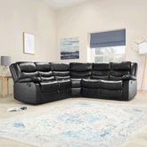 Roma Leather Recliner Corner Sofa (Black/Grey/Brown)