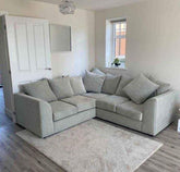 Creamy Fabric 5 seater dual arm Sofa