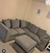 Pebble Plush Velvet 5 seater dual arm Sofa