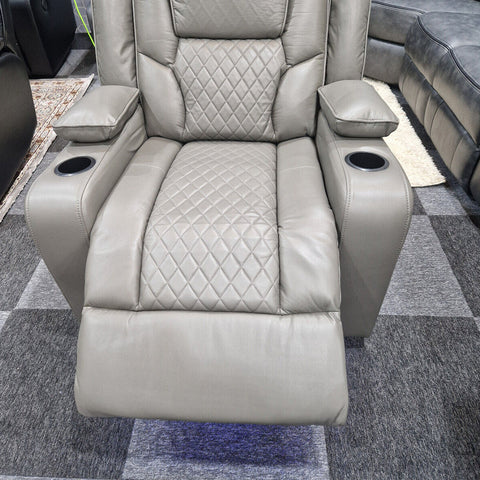 MNS Orlando Electric Recliners 3+2 Seater Leather Sofa (Black, Grey) /LED LIGHTS/WIRELESS CHARGER