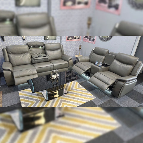 Parada Leather Electric Recliner Sofa 3+2 Seater Cooling-Cup Holders /Bluetooth/USB/C-Type/Led