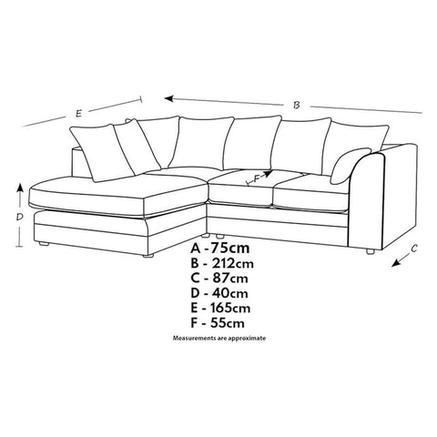DYLAN FABRIC CORNER SOFA GREY | SOFT JUMBO CORD 3-4 SEATER CORNER SOFA