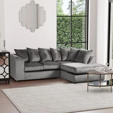 DYLAN PLUSH VELVET 4 SEATER SINGLE ARM CORNER SOFA