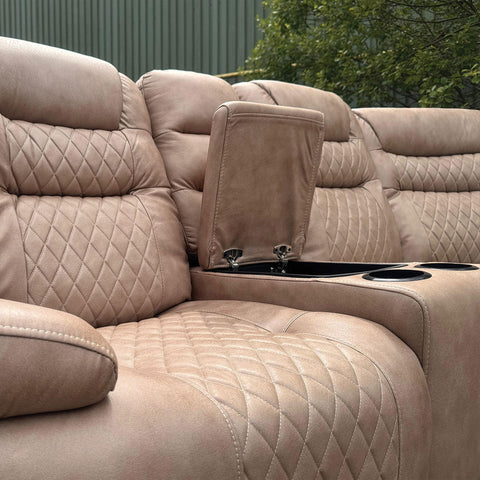 MNS Halifax Leather Electric Recliner Corner Sofa(Black,Grey,Beige)-USB Ports/LED LIGHTS/CUP HOLDERS