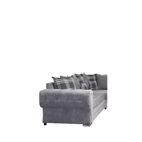 Dark Grey Suede Fabric U-Shape Sofa - 6  Seater