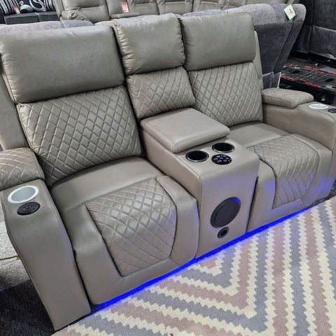 MNS Florida Music Electric Recliners 3+2 Seater Leather Sofa (Black, Grey) Blutooth Speakers/LED LIGHTS/USB CHARGER