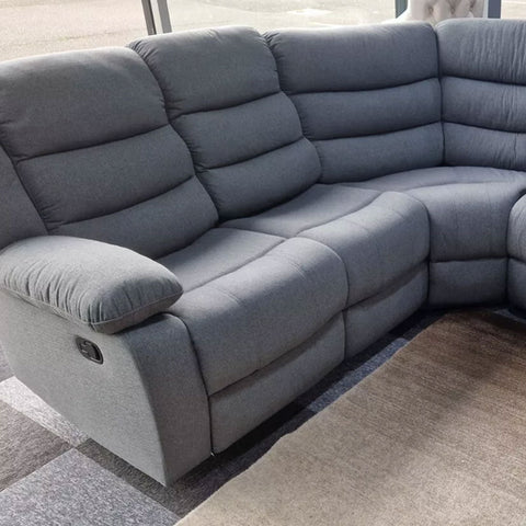 Roma Fabric Recliner Corner Sofa Grey