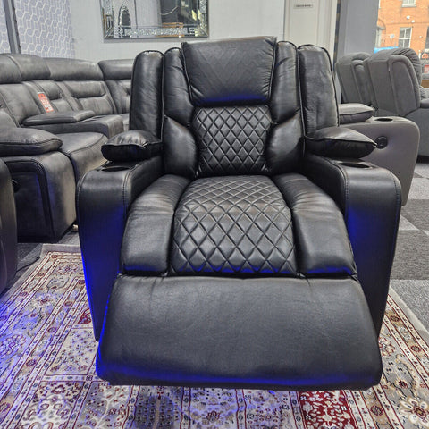 Orlando Electric Recliners Leather Arm Chair (Black, Grey,Brown) /LED LIGHTS/USB PORTS