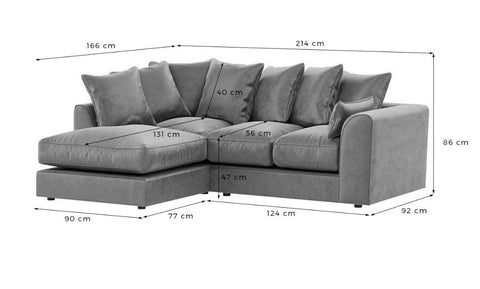 Chocolate Jumbo Cord 4 seater left Sofa