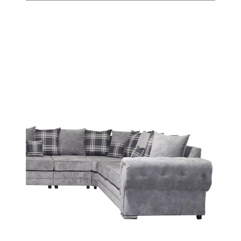 Dark Grey Suede Fabric U-Shape Sofa - 6  Seater