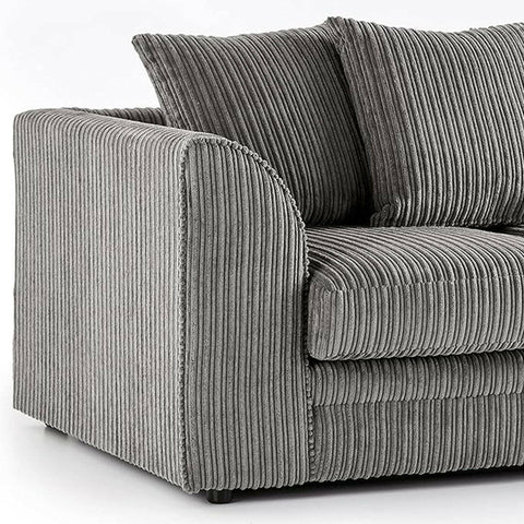 DYLAN FABRIC CORNER SOFA GREY | SOFT JUMBO CORD 3-4 SEATER CORNER SOFA