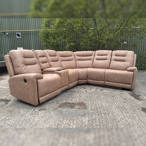 MNS Halifax Leather Electric Recliner Corner Sofa(Black,Grey,Beige)-USB Ports/LED LIGHTS/CUP HOLDERS