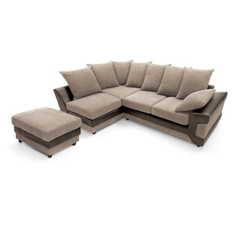 Amazing Sofas NEW LARGE DINO CORNER SOFA JUMBO CORD BEIGE BROWN  LEFT OR RIGHT