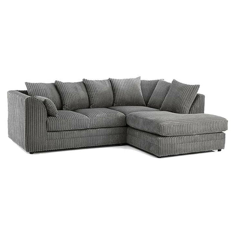 DYLAN FABRIC CORNER SOFA GREY | SOFT JUMBO CORD 3-4 SEATER CORNER SOFA