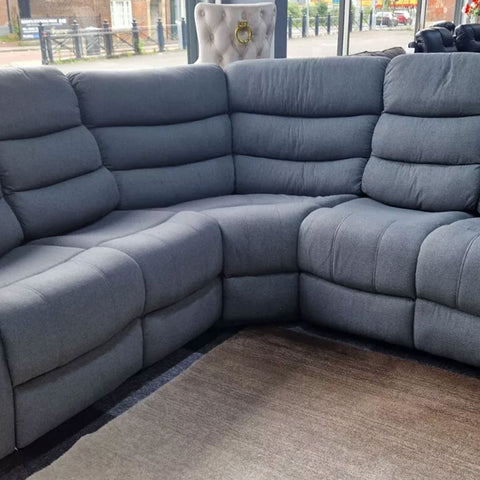 Roma Fabric Recliner Corner Sofa Grey