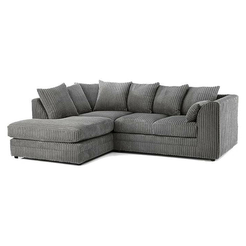 DYLAN FABRIC CORNER SOFA GREY | SOFT JUMBO CORD 3-4 SEATER CORNER SOFA