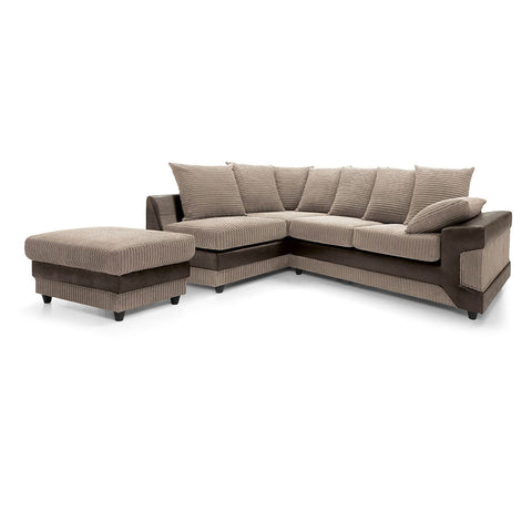 Amazing Sofas NEW LARGE DINO CORNER SOFA JUMBO CORD BEIGE BROWN  LEFT OR RIGHT