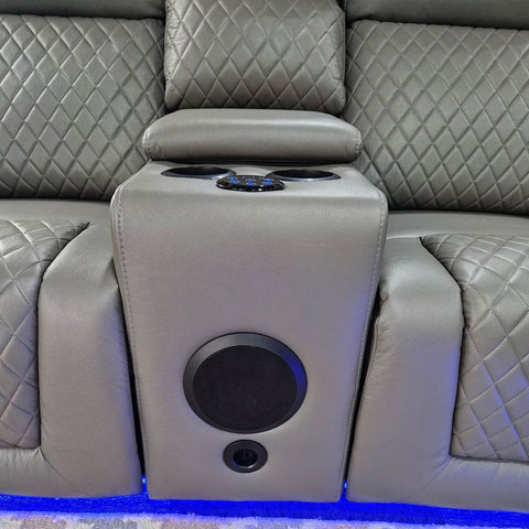 MNS Florida Music Electric Recliners 3+2 Seater Leather Sofa (Black, Grey) Blutooth Speakers/LED LIGHTS/USB CHARGER