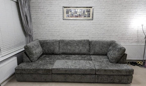 CARNABY U SHAPE CINEMA SOFA IN SOFT CHENILLE GREY