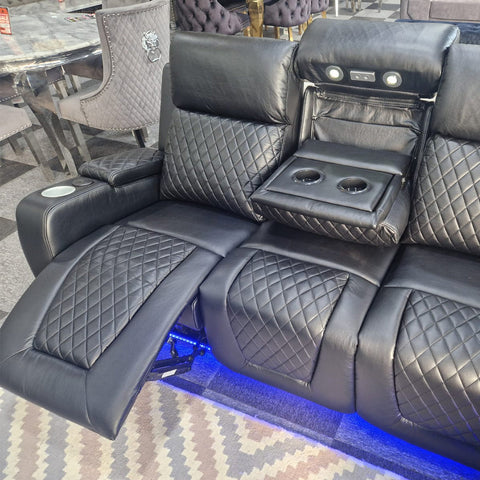 MNS Florida Music Electric Recliners 3+2 Seater Leather Sofa (Black, Grey) Blutooth Speakers/LED LIGHTS/USB CHARGER