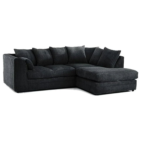 DYLAN FABRIC CORNER SOFA GREY | SOFT JUMBO CORD 3-4 SEATER CORNER SOFA