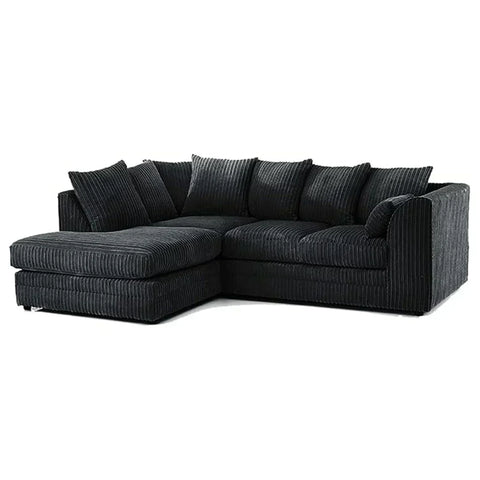 DYLAN FABRIC CORNER SOFA GREY | SOFT JUMBO CORD 3-4 SEATER CORNER SOFA