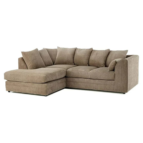 DYLAN FABRIC CORNER SOFA GREY | SOFT JUMBO CORD 3-4 SEATER CORNER SOFA
