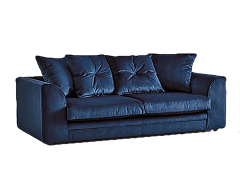 Blue Plush Velvet  3 Sofa