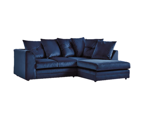 Turquoise Plush Velvet 4 seater right corner  Sofa