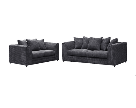 Black Jumbo Cord 2+3 seater Sofa