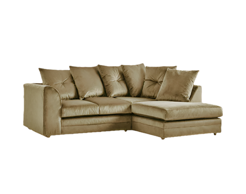 Turquoise Plush Velvet 4 seater right corner  Sofa