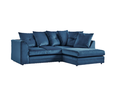 Turquoise Plush Velvet 4 seater right corner  Sofa