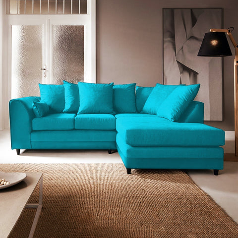 DYLAN PLUSH VELVET 4 SEATER SINGLE ARM CORNER SOFA
