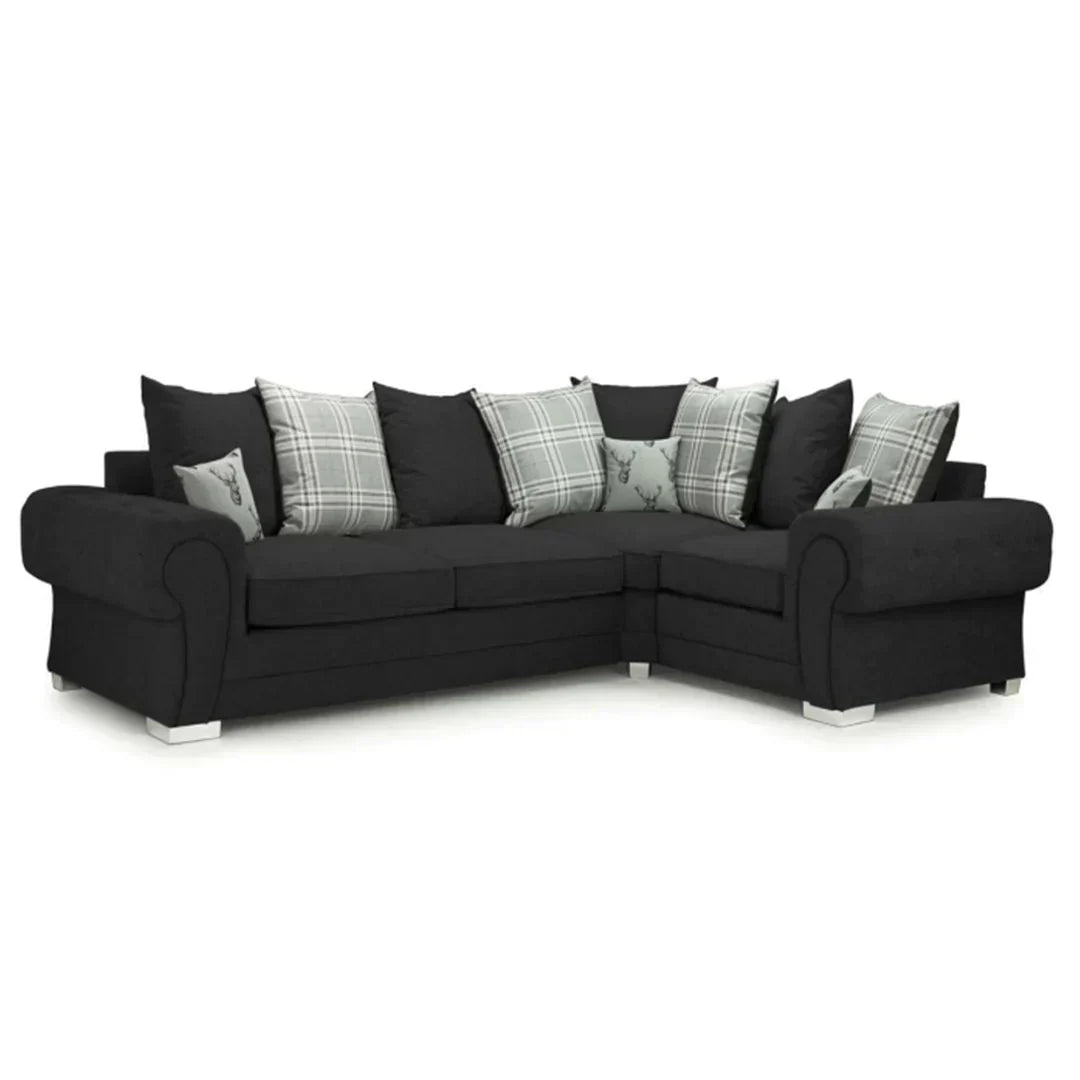 Verona Scatter back 4 seater sofa Black Right and Left Hand Facing Corner