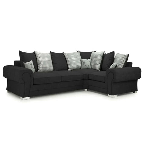 Verona Scatter back 4 seater sofa Black Right and Left Hand Facing Corner