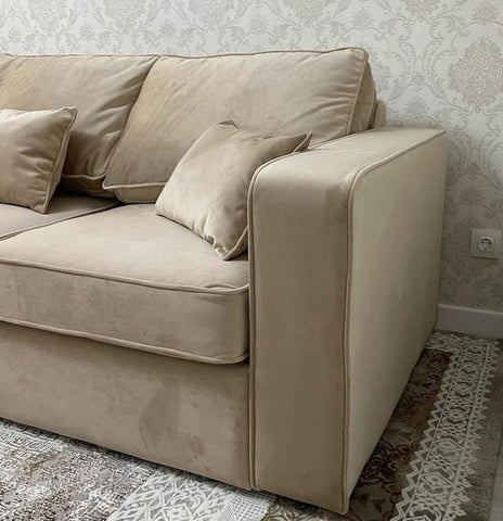 DYLAN HIGHBACK VELVET CORNER SOFA – 4-SEATER WITH PIPED DETAILING