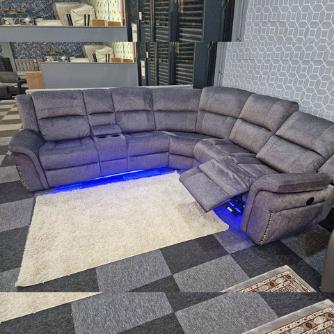 MNS Berlin Electric Recliner Corner Sofa Micro Fibre Fabric