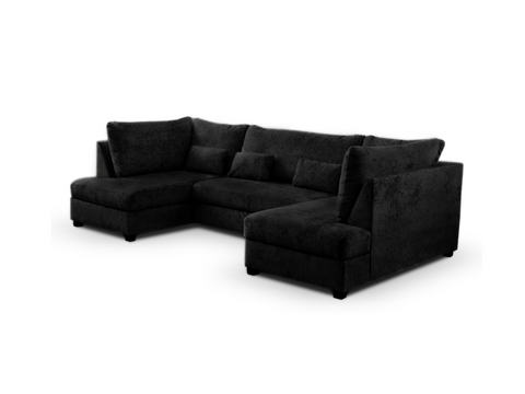 Meri Black U Shape Sofa Bed With Storage Chenille