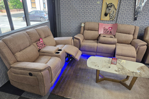 Hannah Electric Recliner 3+2 Sofa Micro Fibre Fabric