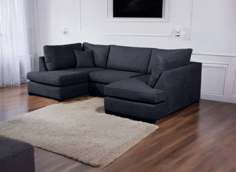 Savoy Full Back Small U Shape Corner Black + Footstool