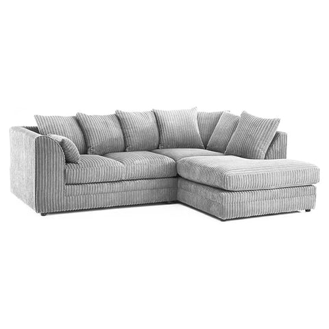 DYLAN FABRIC CORNER SOFA GREY | SOFT JUMBO CORD 3-4 SEATER CORNER SOFA