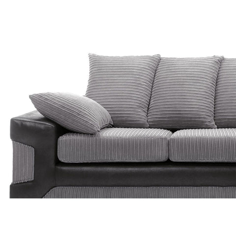 Amazing Sofas NEW LARGE DINO CORNER SOFA JUMBO CORD GREY BLACK OR BEIGE BROWN LEFT OR RIGHT(Grey Black right). Fire resistant as per British Standards, foam filled seats for comfort.