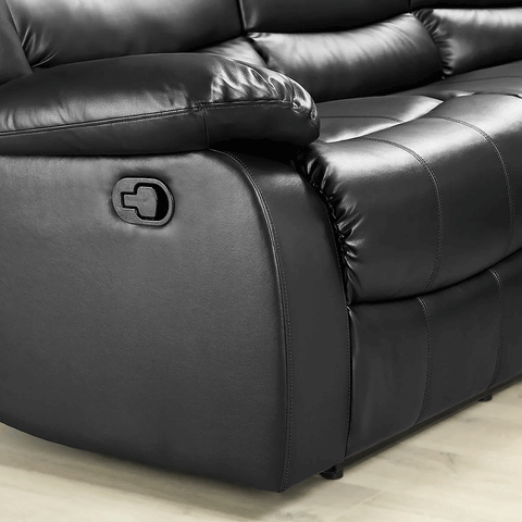 Roma Leather Recliner Corner Sofa (Black/Grey/Brown)