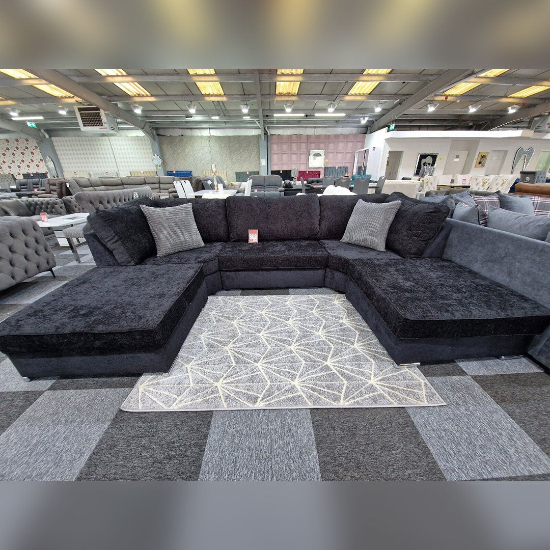 Bishop U Shape Sofa High Back In Black And Cream Colour - MNS (MY NEW SOFA) LTD